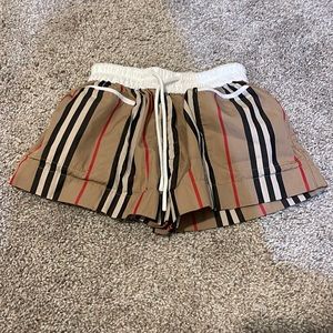Burberry Tan and Black Striped Kids Shorts